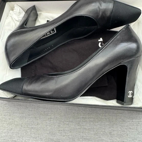 Chanel Black Heels with Mesh Design